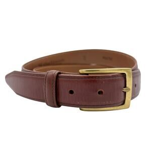 Allen Edmonds Leather Belt Brown Solid Brass Made in USA Size 36 Classic Dress